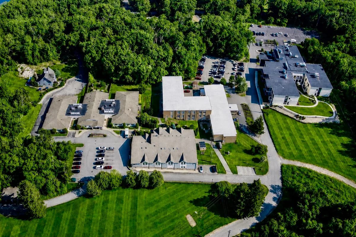 Aerial view of the Briarcliffe campus, home to Briarcliffe Manor in Johnston, Rhode Island
